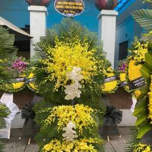 Lẵng hoa lan vàng 3 tầng to đại