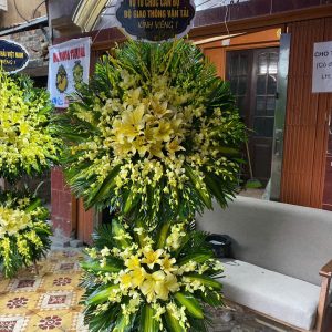 Lẵng hoa Sài Gòn lan vàng 2 tầng 03